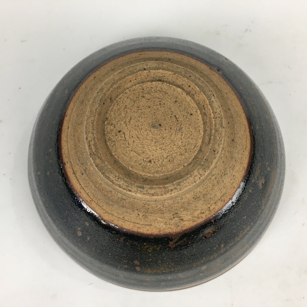 Japanese Ceramic Shigaraki Ware Tea Ceremony Bowl Vtg Black Brown Chawan GTB830