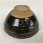 Japanese Ceramic Shigaraki Ware Tea Ceremony Bowl Vtg Black Brown Chawan GTB830
