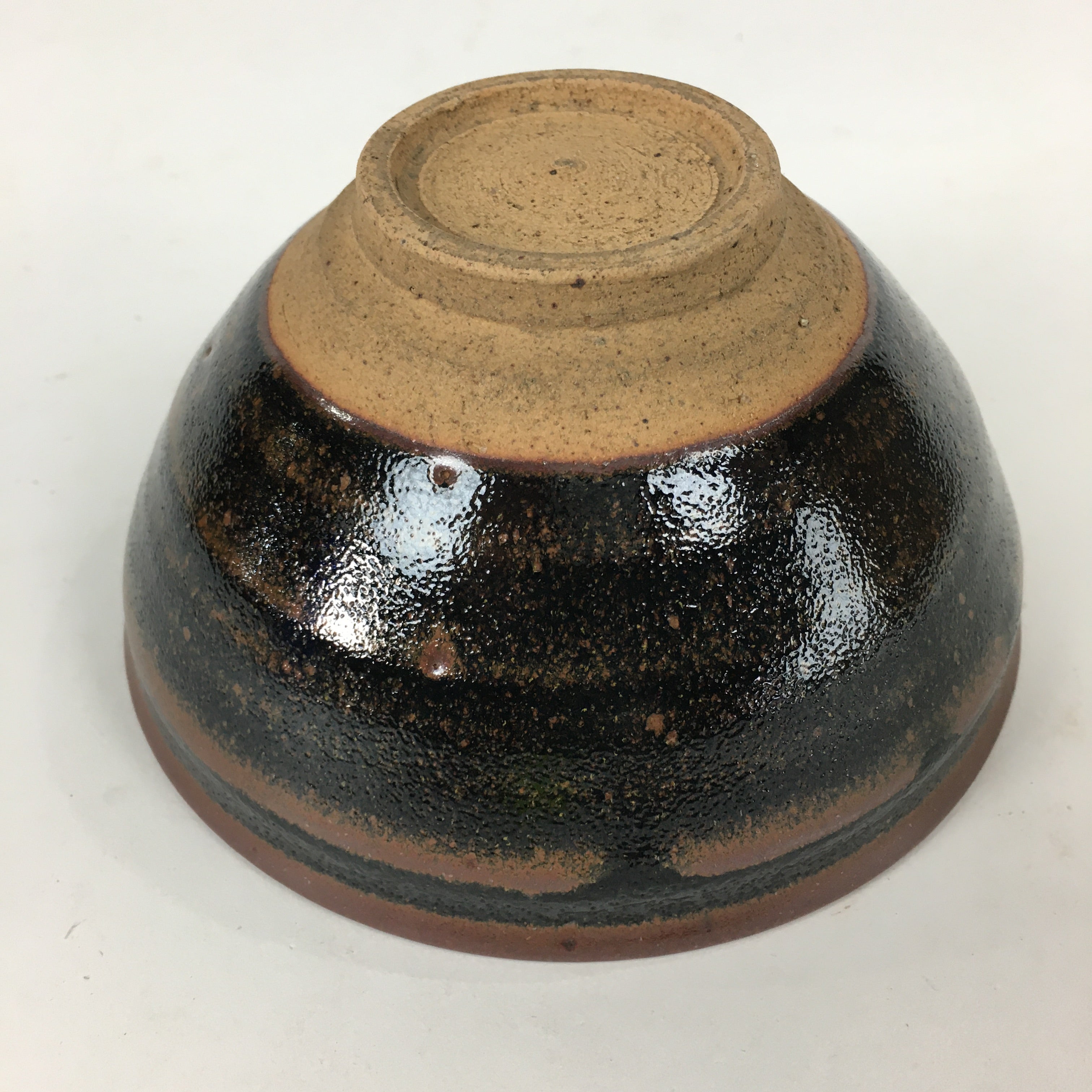 Japanese Ceramic Shigaraki Ware Tea Ceremony Bowl Vtg Black Brown Chawan GTB830
