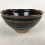 Japanese Ceramic Shigaraki Ware Tea Ceremony Bowl Vtg Black Brown Chawan GTB830