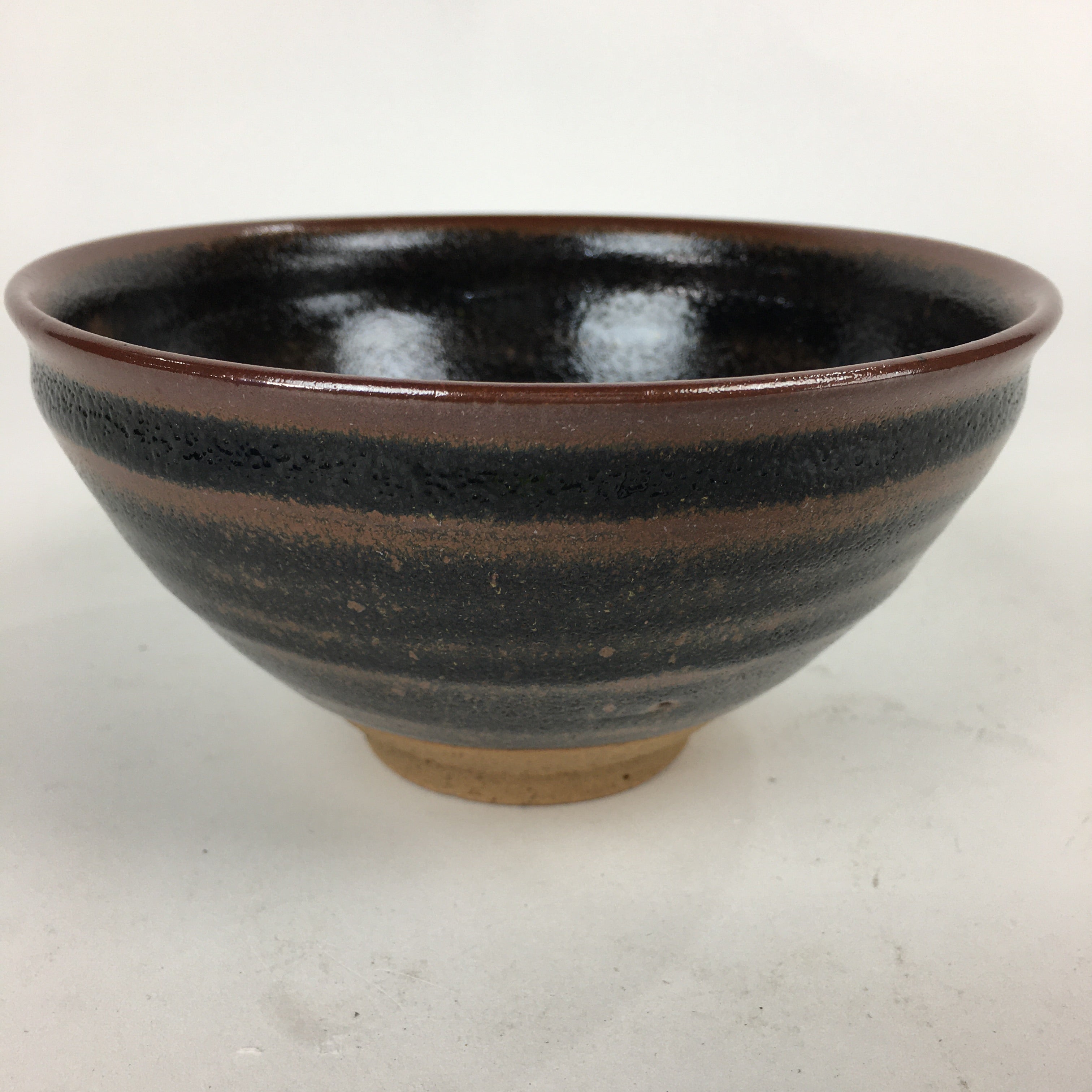 Japanese Ceramic Shigaraki Ware Tea Ceremony Bowl Vtg Black Brown Chawan GTB830