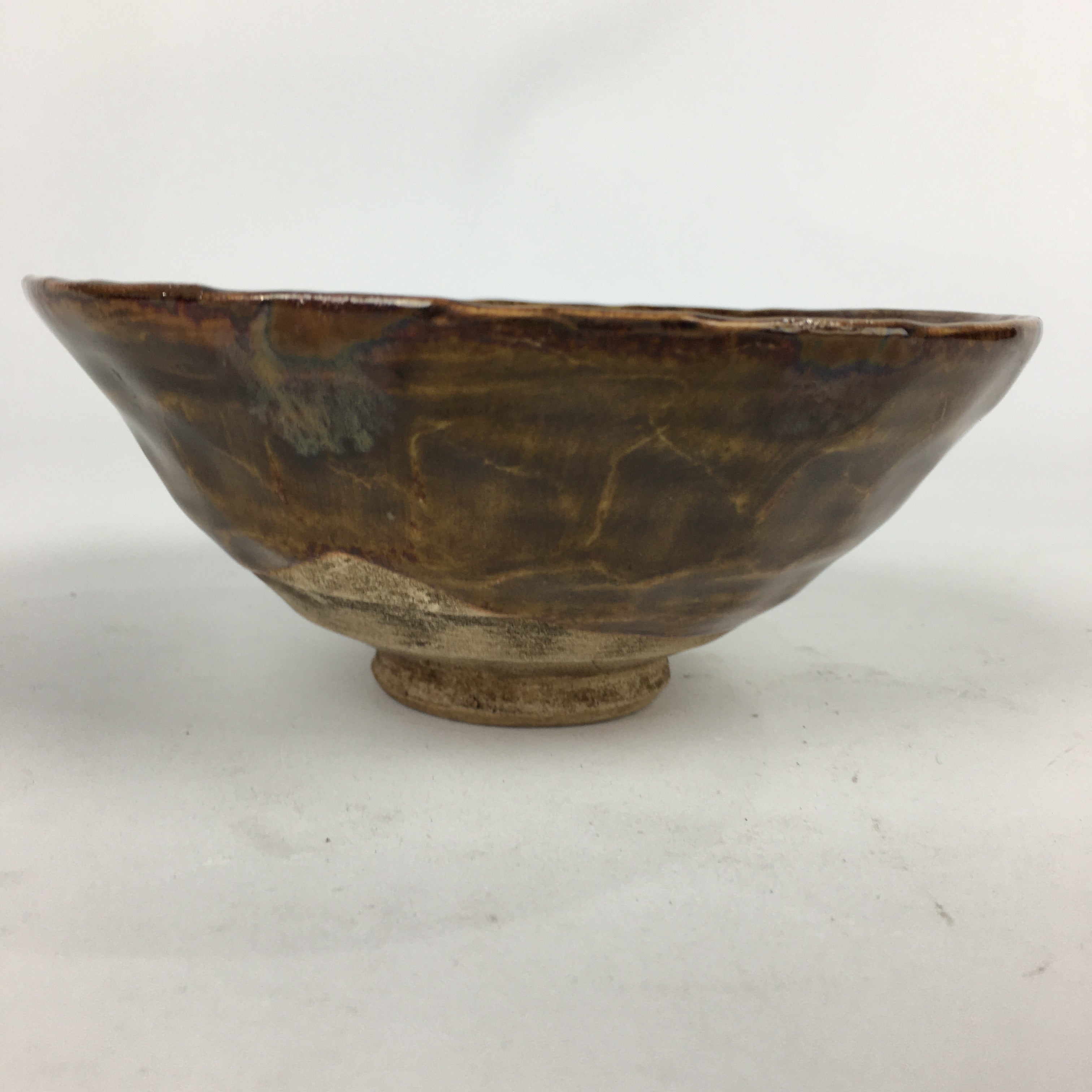 Japanese Ceramic Shigaraki Ware Tea Ceremony Bowl Vtg Brown Chawan GTB831