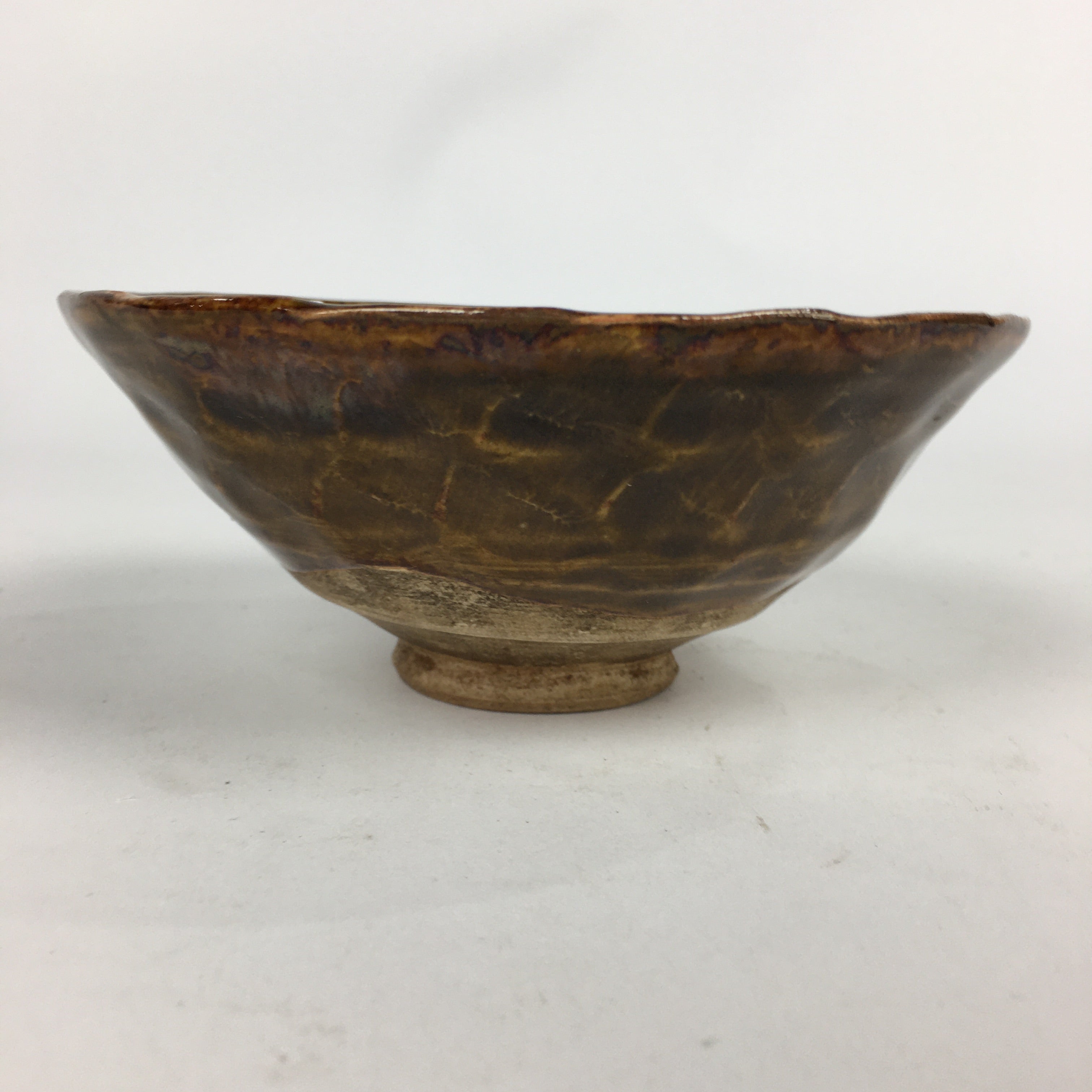 Japanese Ceramic Shigaraki Ware Tea Ceremony Bowl Vtg Brown Chawan GTB831