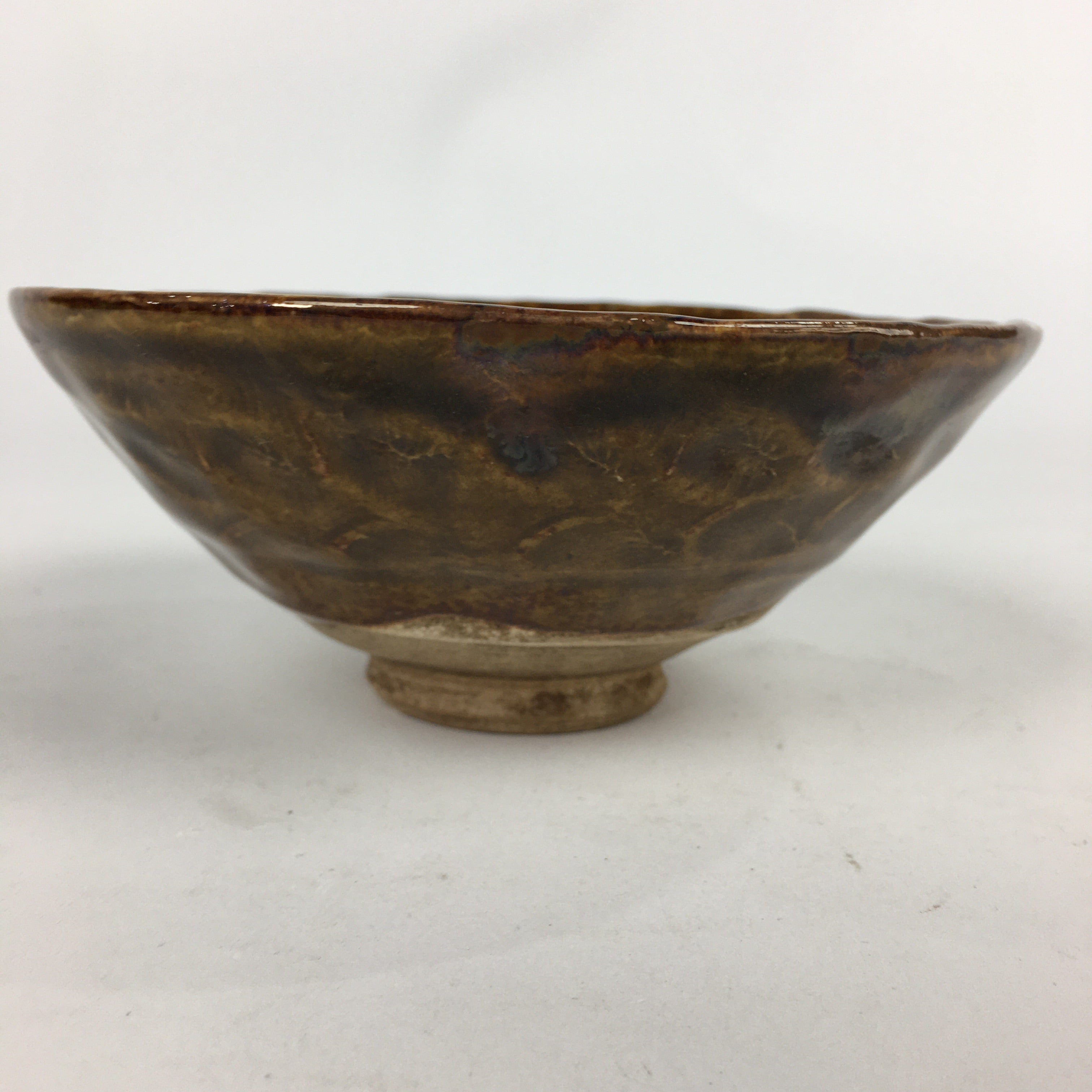 Japanese Ceramic Shigaraki Ware Tea Ceremony Bowl Vtg Brown Chawan GTB831
