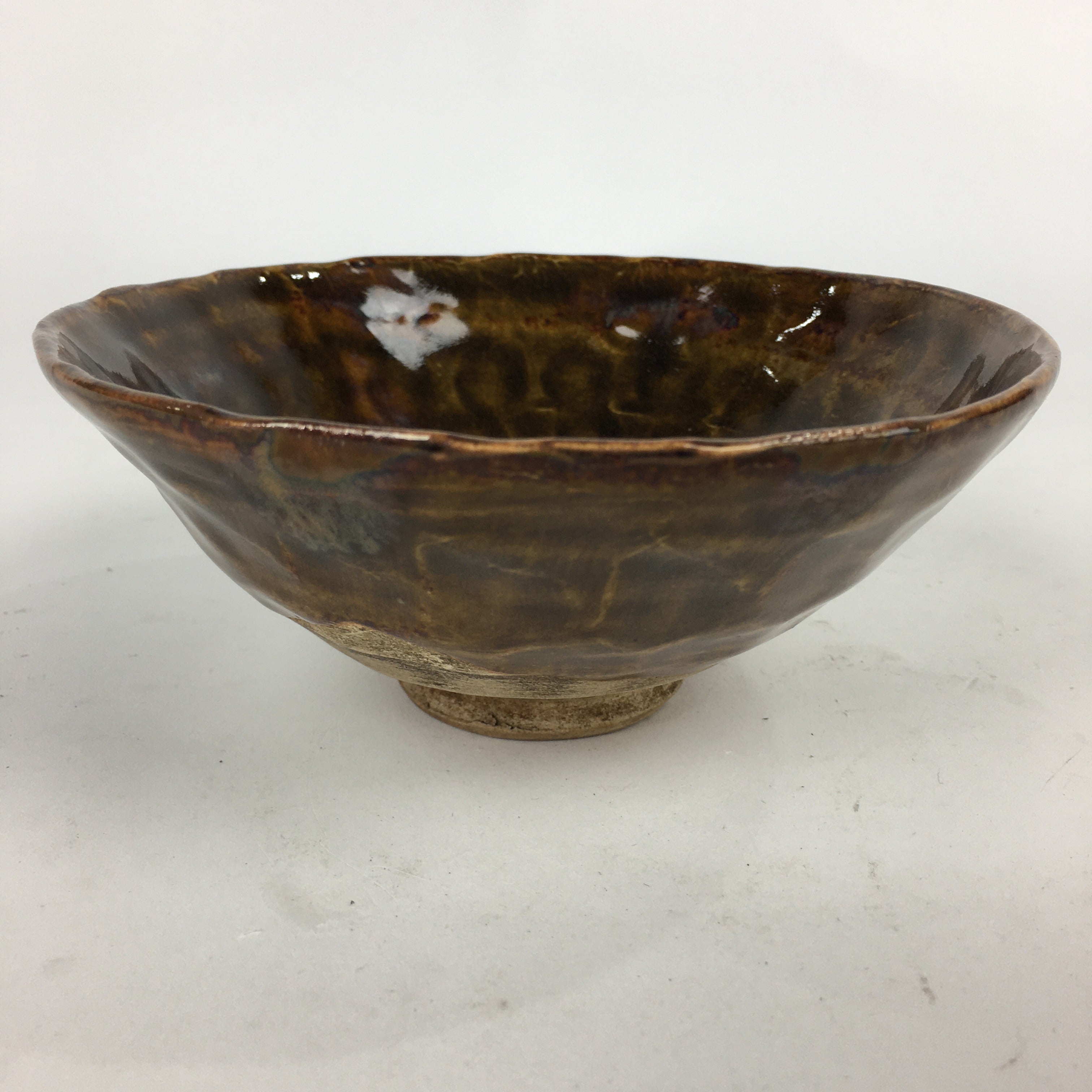 Japanese Ceramic Shigaraki Ware Tea Ceremony Bowl Vtg Brown Chawan GTB831