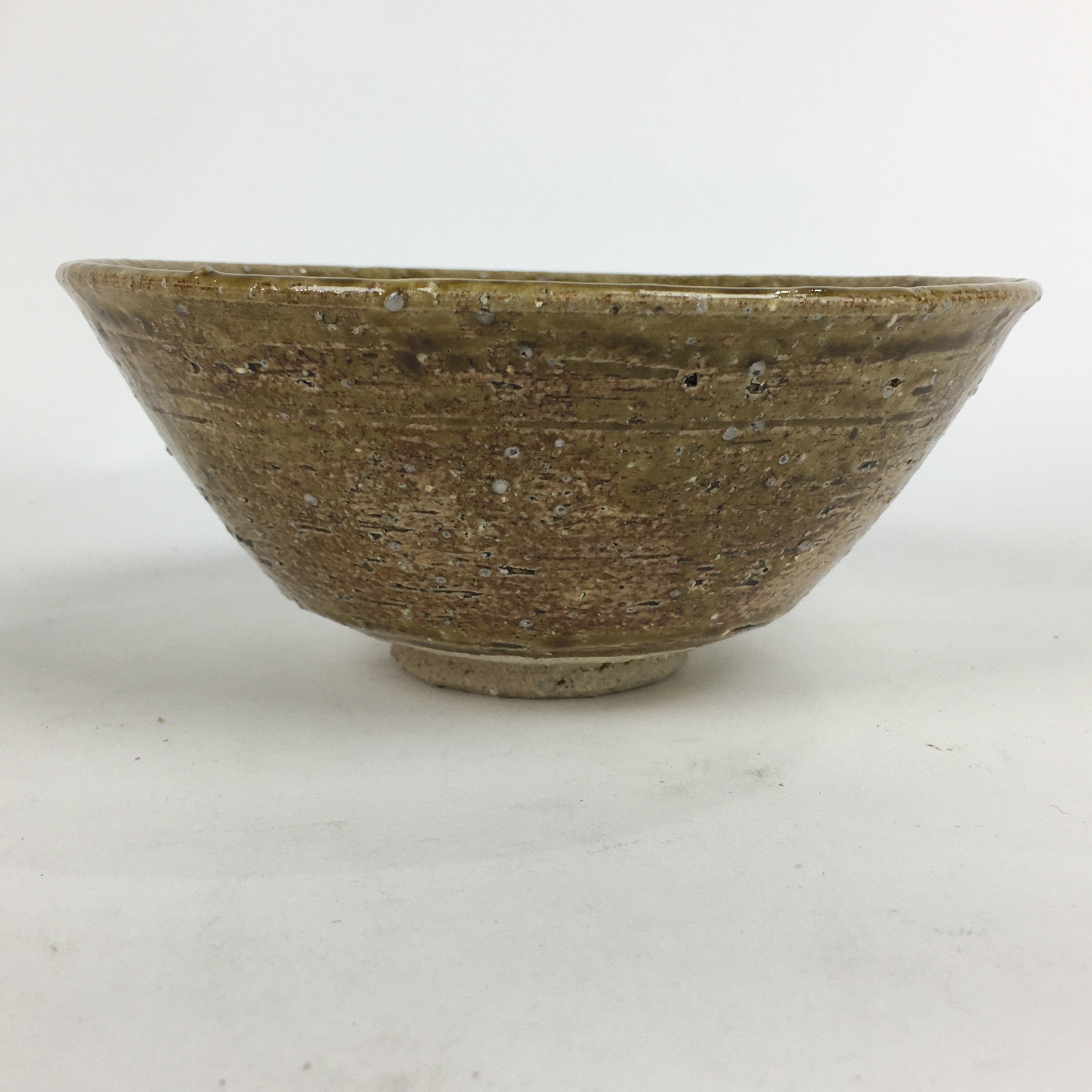 Japanese Ceramic Shigaraki ware Tea Ceremony Bowl Vtg Chawan Brown GTB787