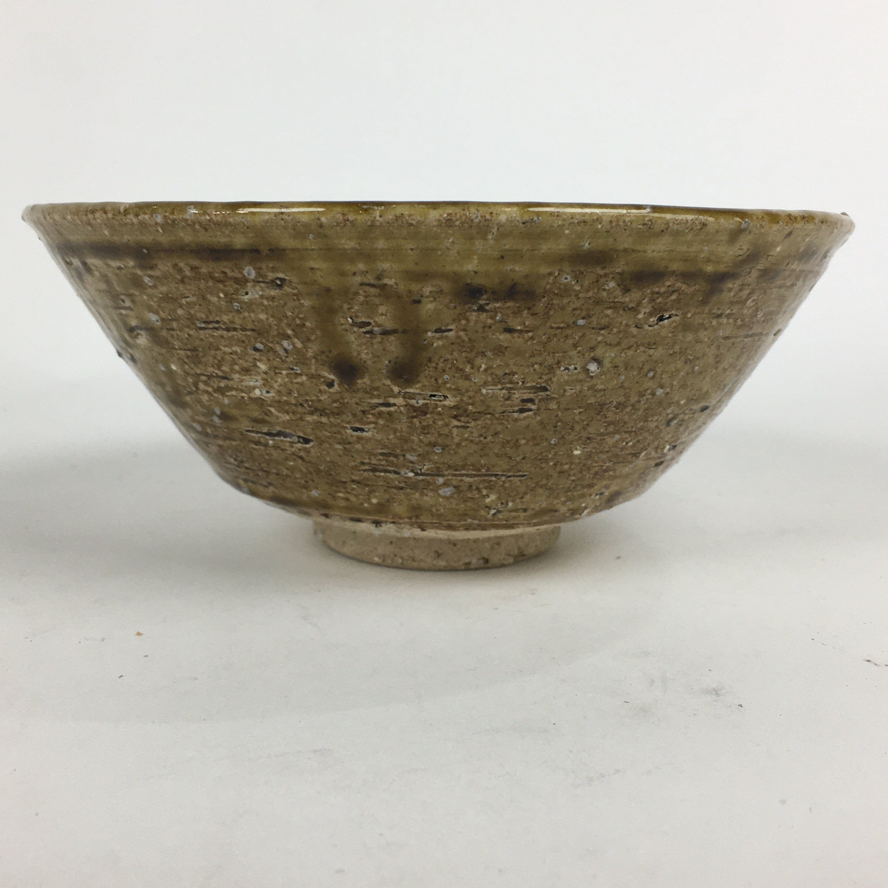 Japanese Ceramic Shigaraki ware Tea Ceremony Bowl Vtg Chawan Brown GTB787