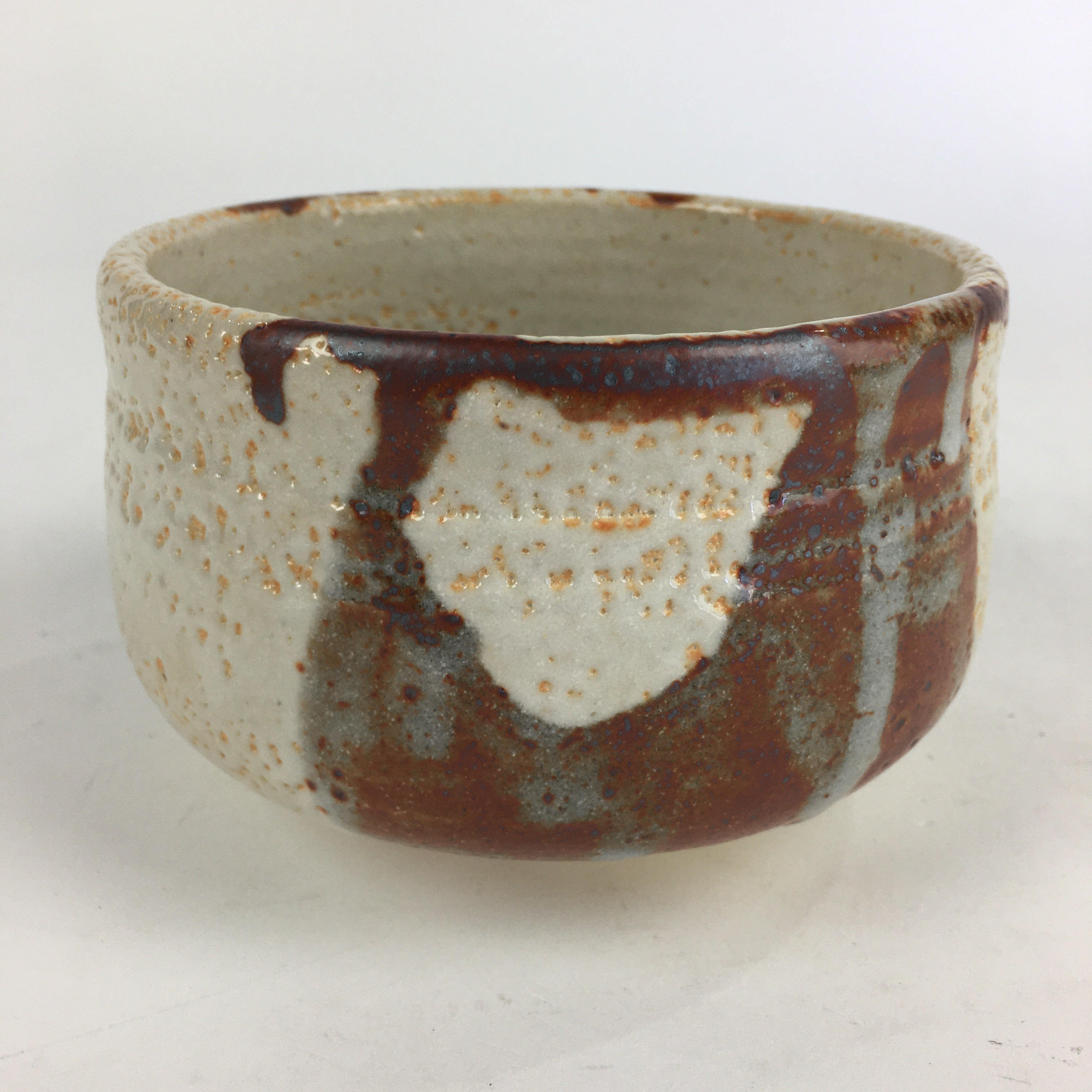 Japanese Ceramic Shino Ware Green Tea Bowl Vtg Chawan Boxed Pottery PX622