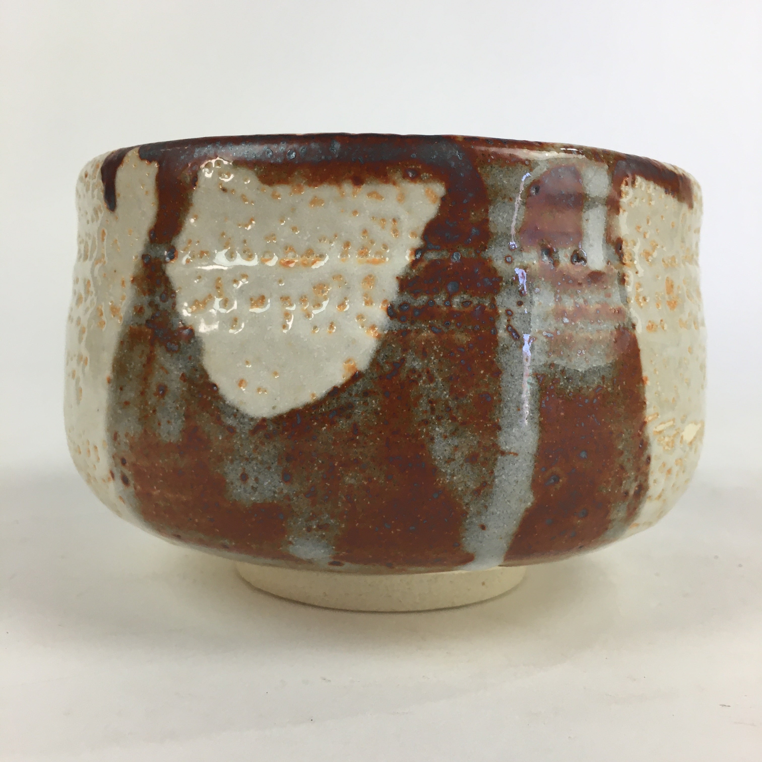 Japanese Ceramic Shino Ware Green Tea Bowl Vtg Chawan Boxed Pottery PX622