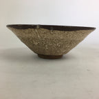 Japanese Ceramic Shino Ware Tea Ceremony Bowl Vtg White Brown Chawan GTB771