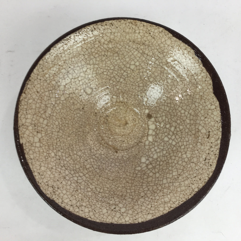 Japanese Ceramic Shino Ware Tea Ceremony Bowl Vtg White Brown Chawan GTB771