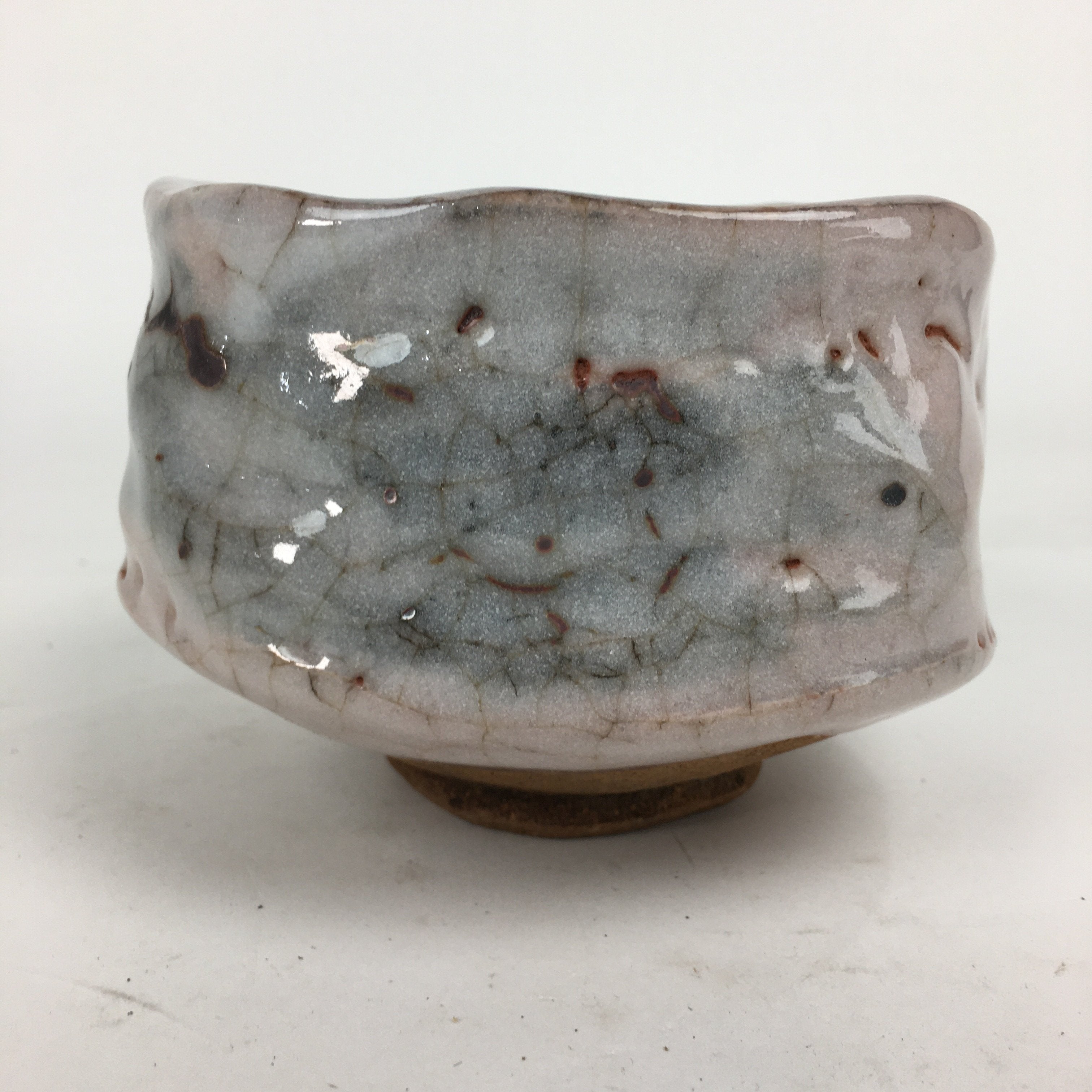 Japanese Ceramic Shino Ware Tea Ceremony Bowl Vtg White Matcha Chawan GTB778