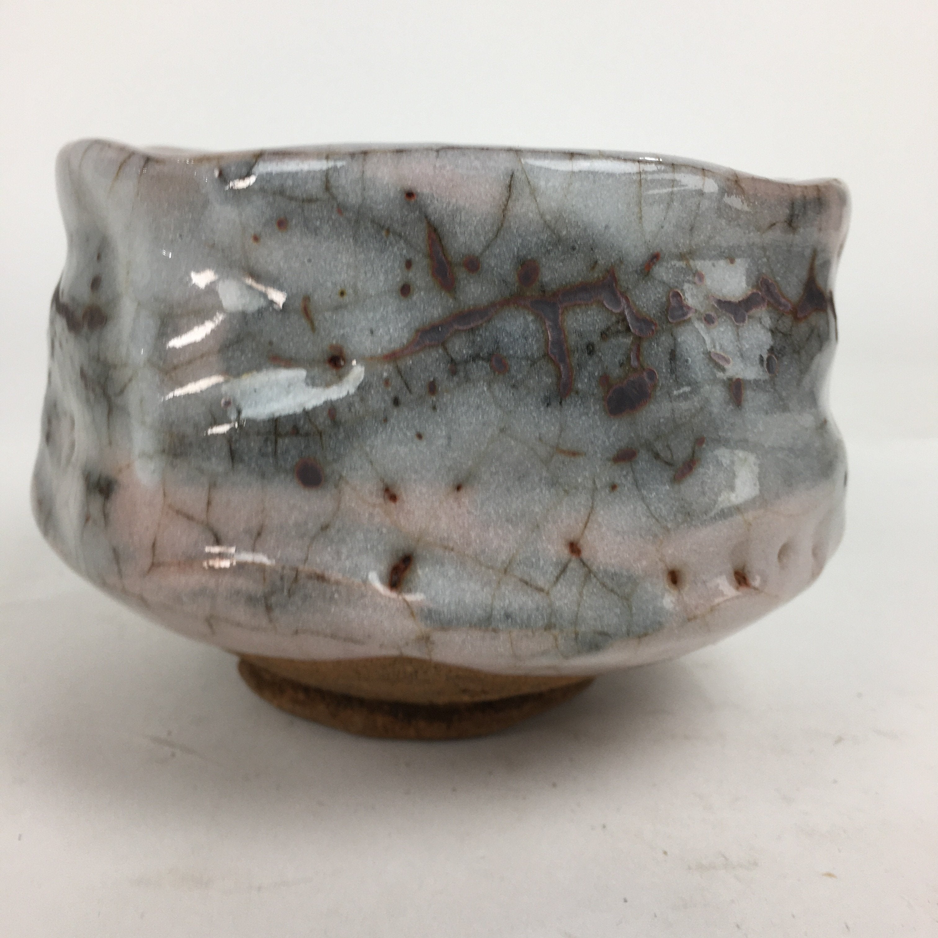Japanese Ceramic Shino Ware Tea Ceremony Bowl Vtg White Matcha Chawan GTB778