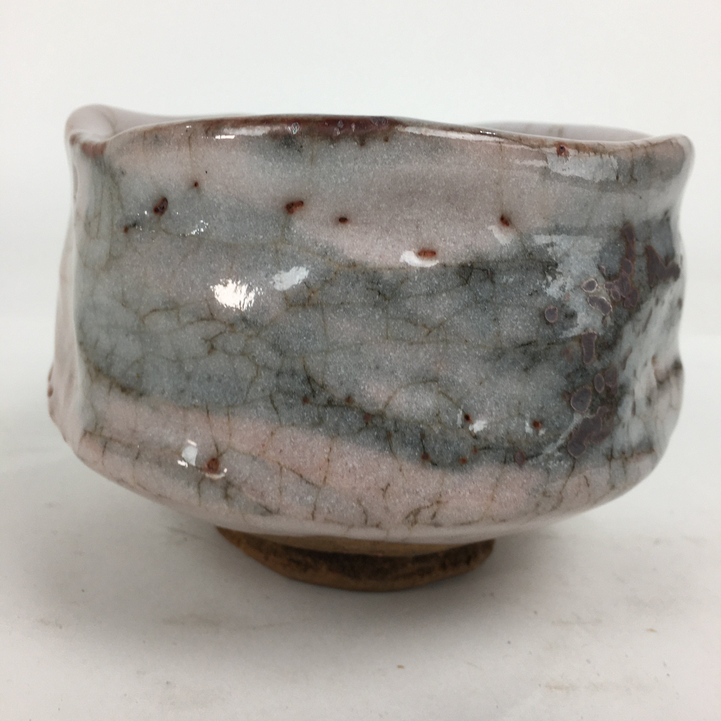 Japanese Ceramic Shino Ware Tea Ceremony Bowl Vtg White Matcha Chawan GTB778