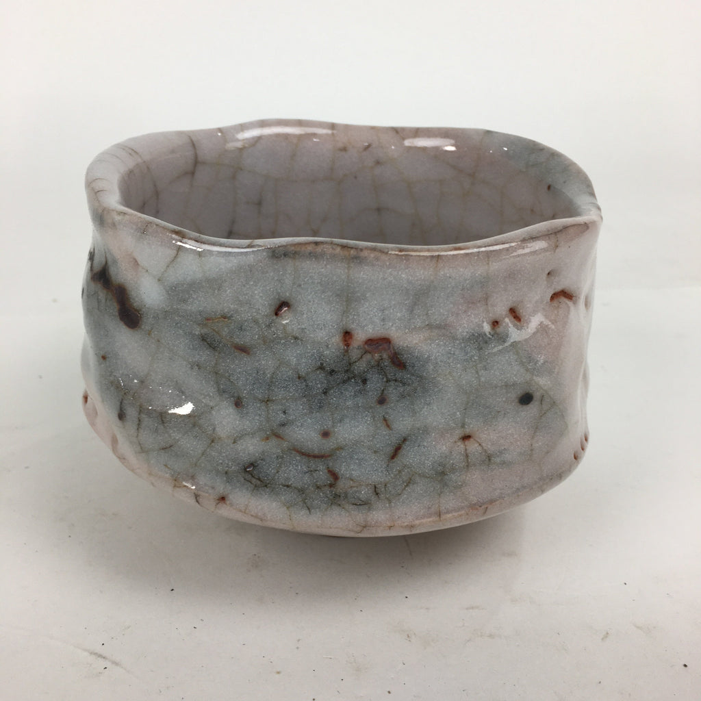 Japanese Ceramic Shino Ware Tea Ceremony Bowl Vtg White Matcha Chawan GTB778