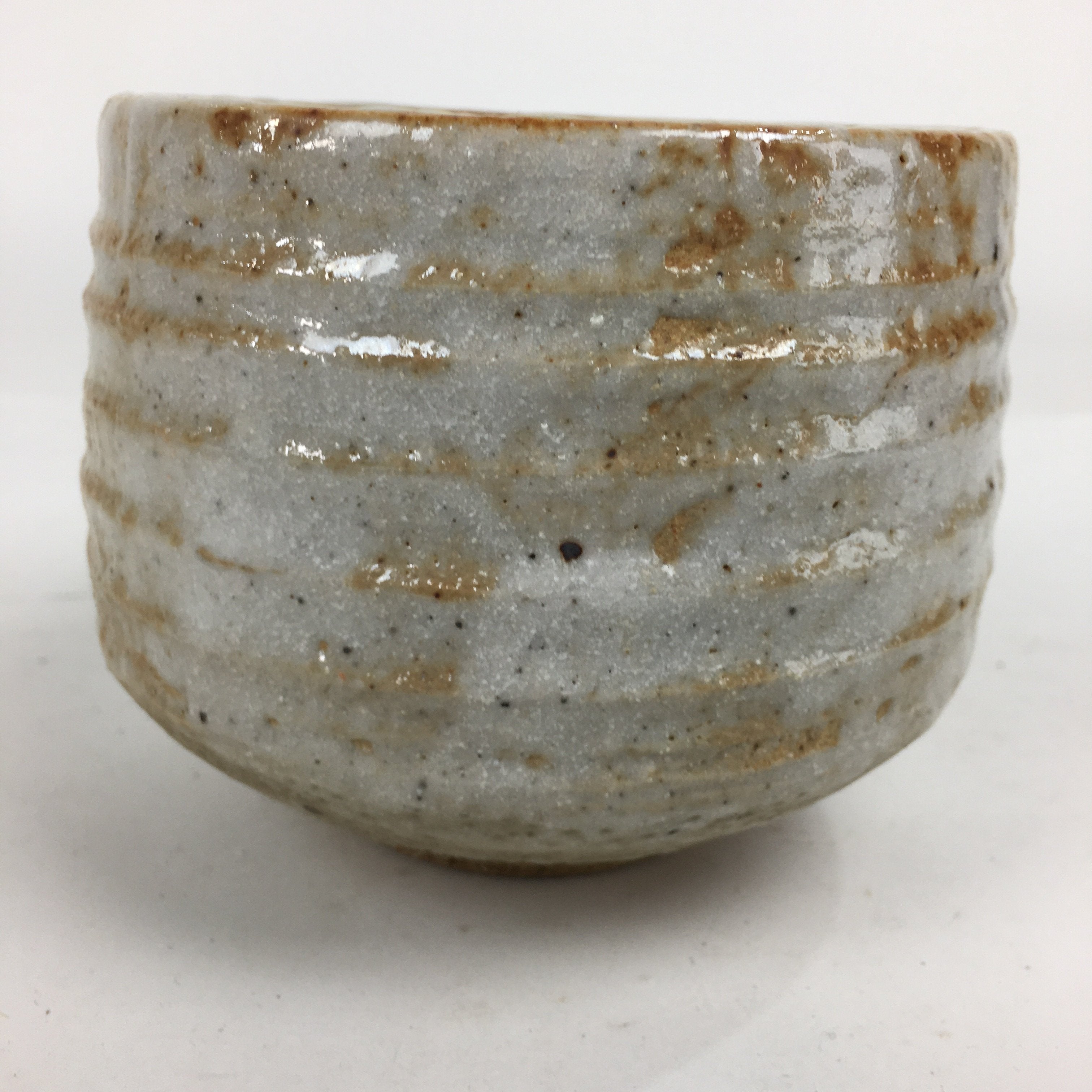 Japanese Ceramic Shino Ware Tea Ceremony Bowl Vtg White Matcha Chawan GTB779