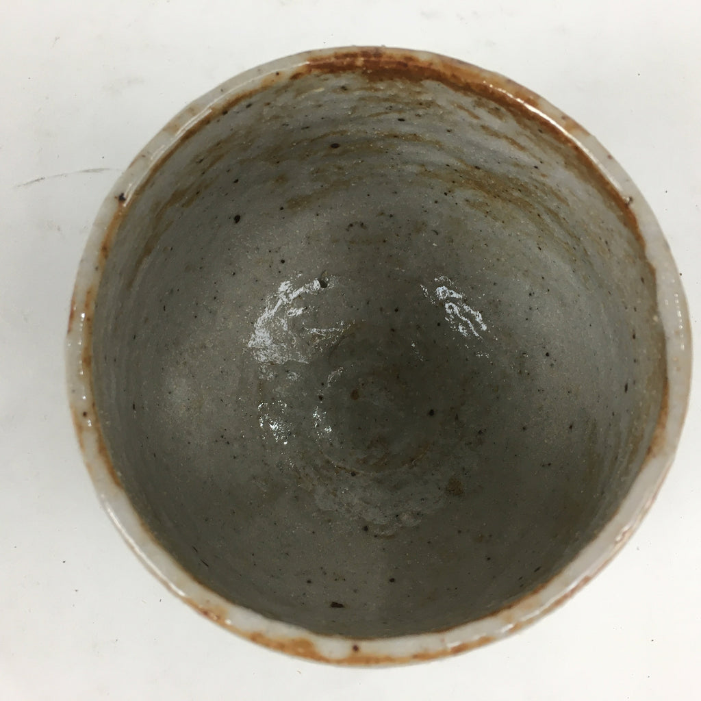 Japanese Ceramic Shino Ware Tea Ceremony Bowl Vtg White Matcha Chawan GTB779