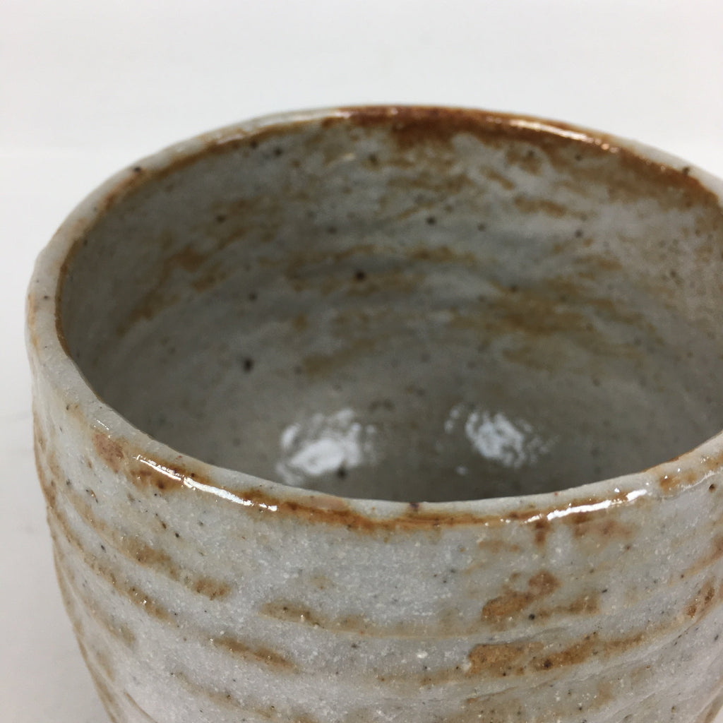 Japanese Ceramic Shino Ware Tea Ceremony Bowl Vtg White Matcha Chawan GTB779