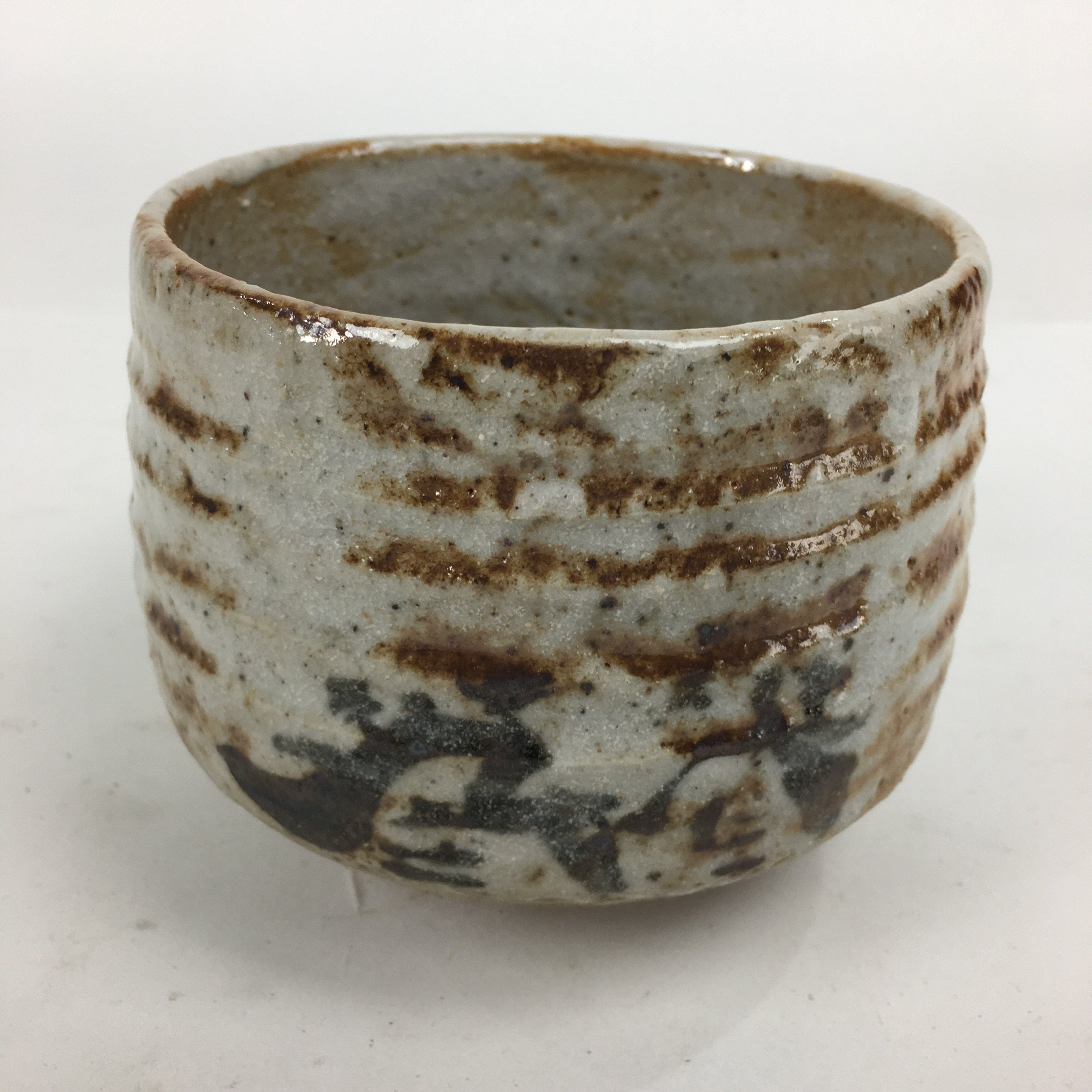 Japanese Ceramic Shino Ware Tea Ceremony Bowl Vtg White Matcha Chawan GTB779