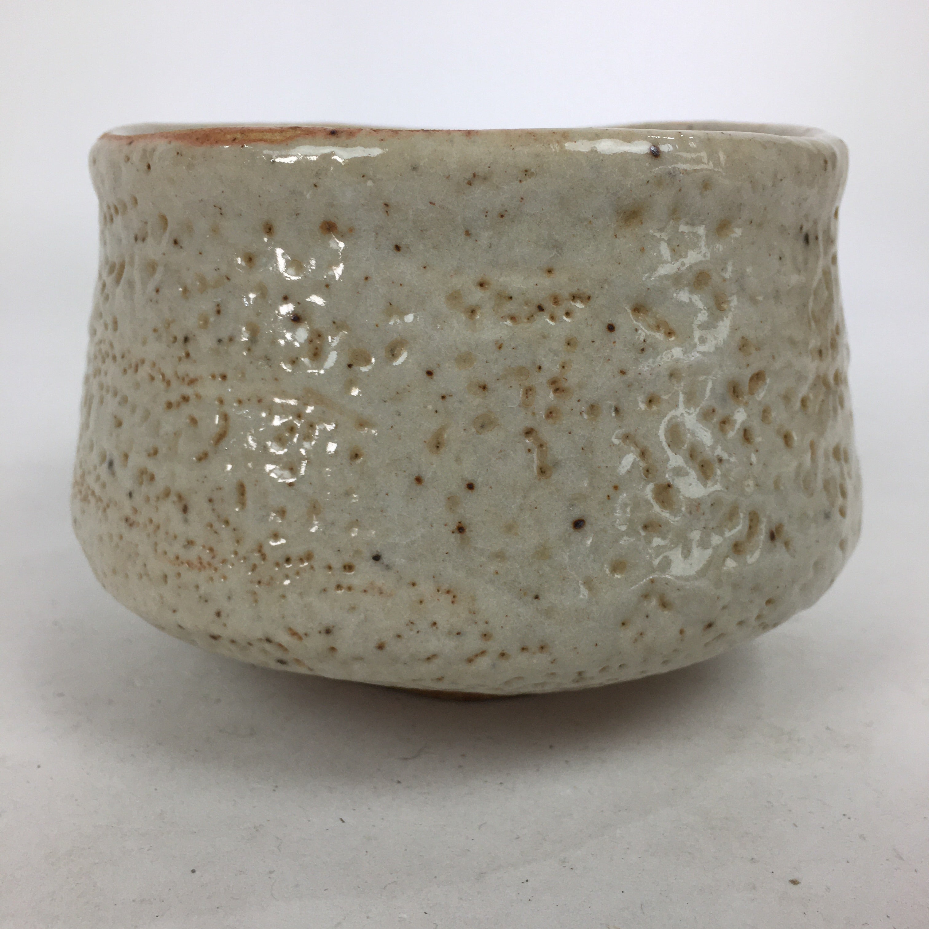 Japanese Ceramic Shino Ware Tea Ceremony Green Tea Bowl Vtg Chawan GTB872