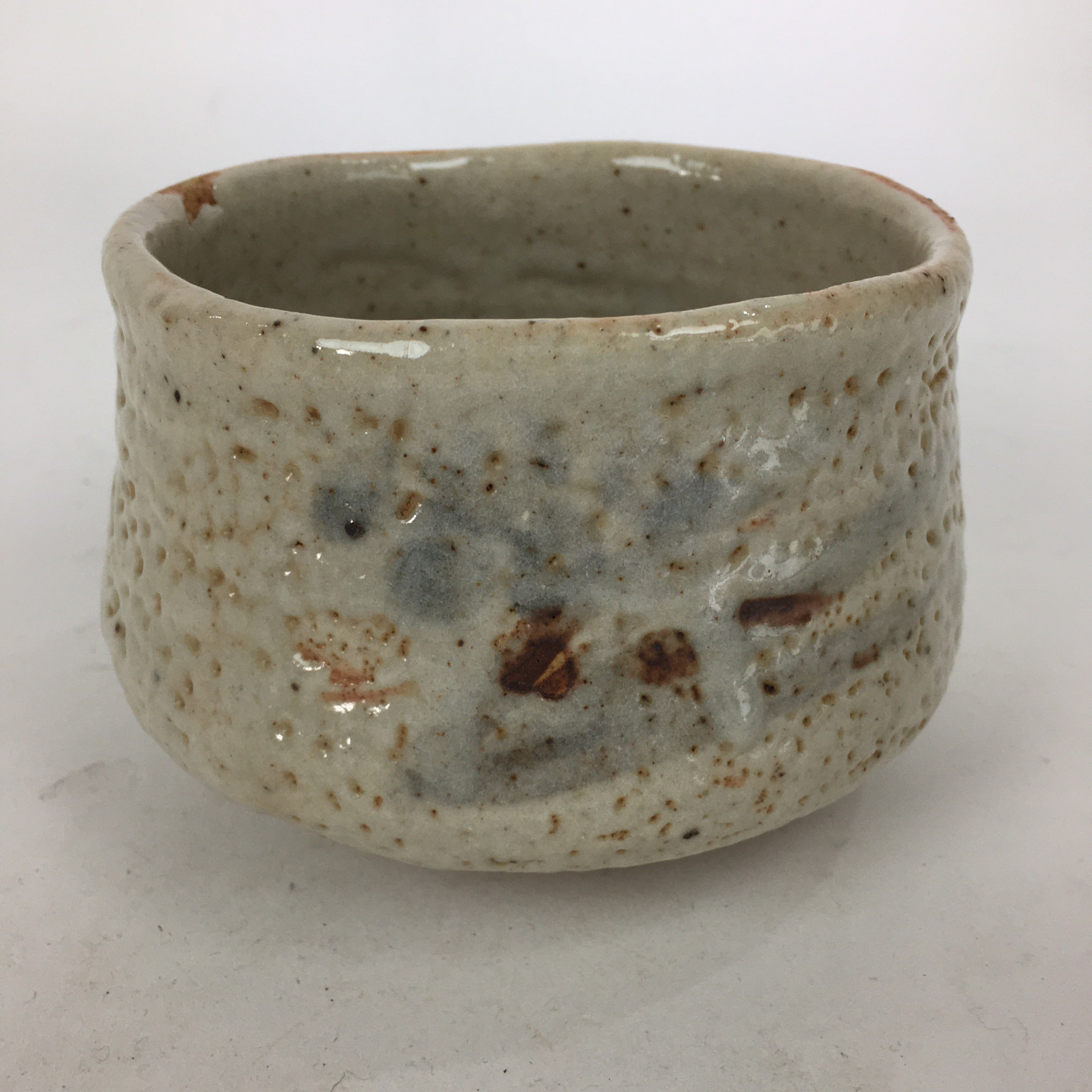 Japanese Ceramic Shino Ware Tea Ceremony Green Tea Bowl Vtg Chawan GTB872