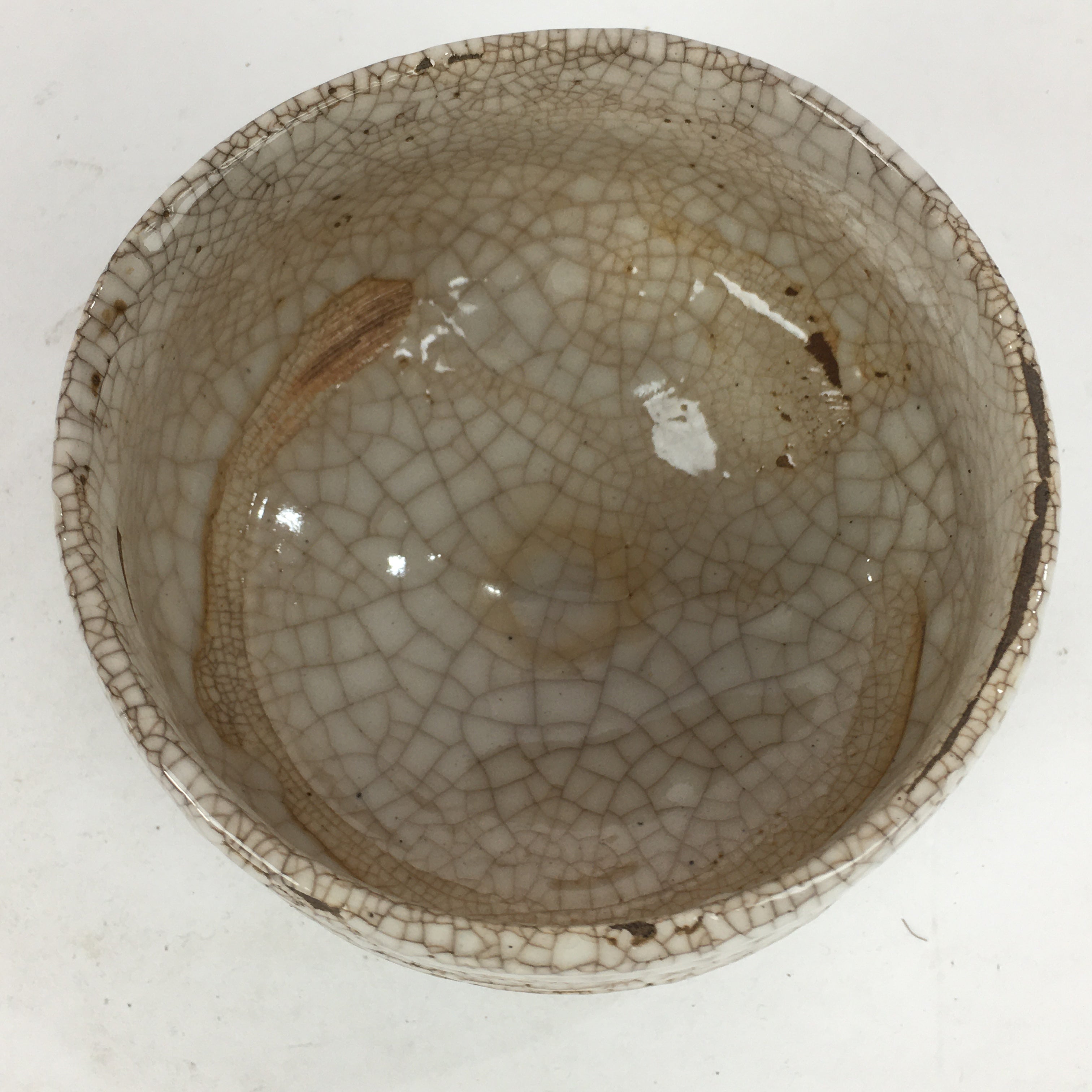Japanese Ceramic Shino Ware Tea Ceremony Green Tea Bowl Vtg Chawan GTB883