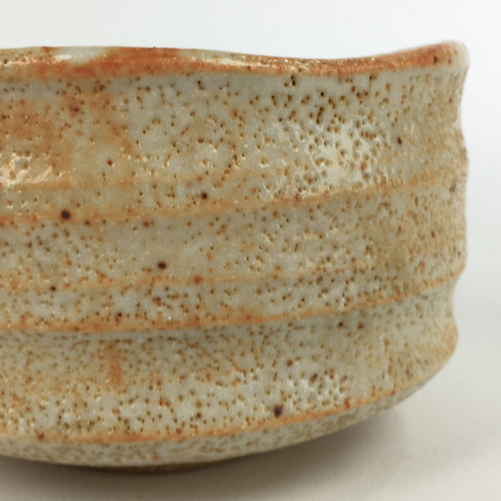 Japanese Ceramic Shino Ware Tea Ceremony Green Tea Bowl Vtg Chawan GTB915