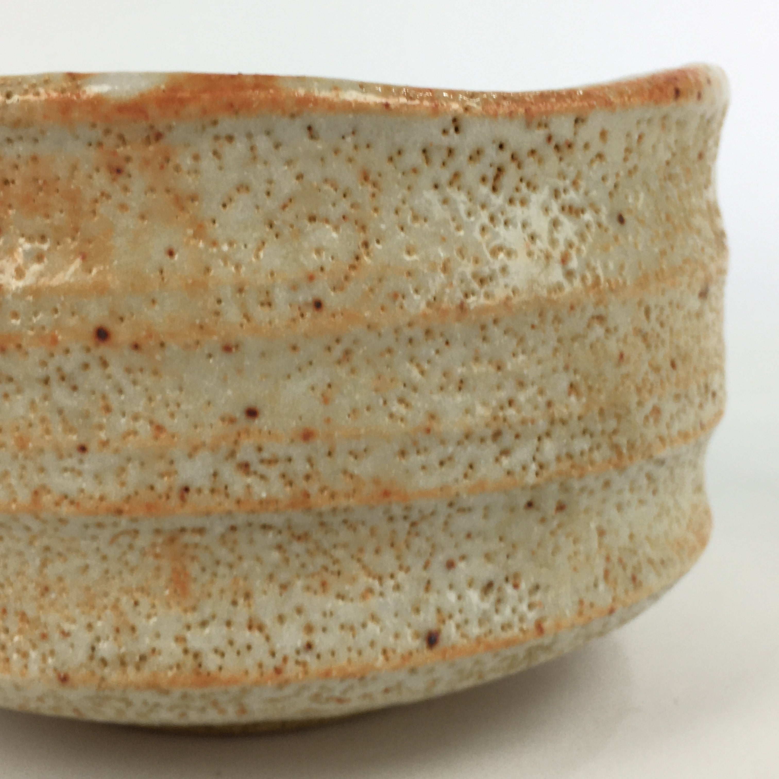Japanese Ceramic Shino Ware Tea Ceremony Green Tea Bowl Vtg Chawan GTB915