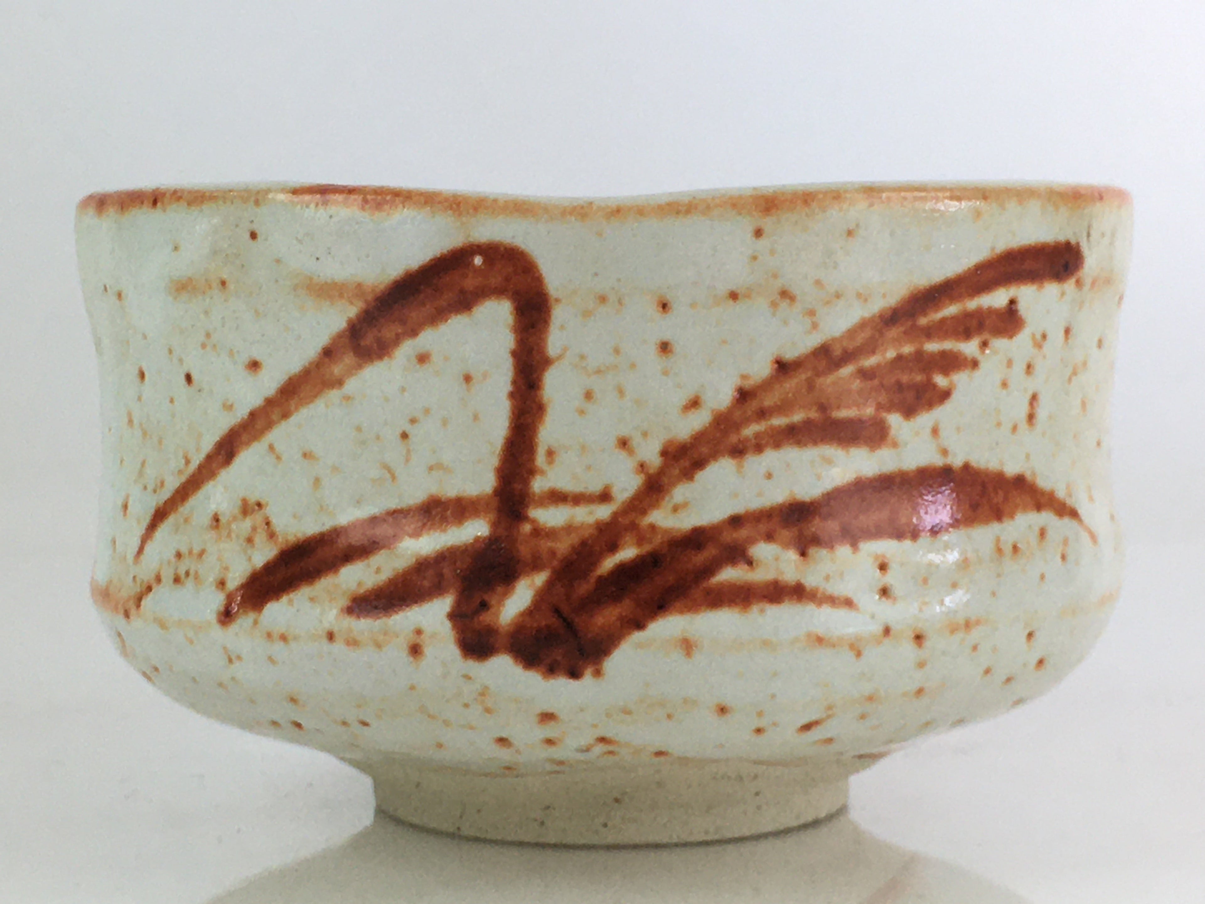 Japanese Ceramic Shino Ware Tea Ceremony Green Tea Bowl Vtg Chawan GTB949