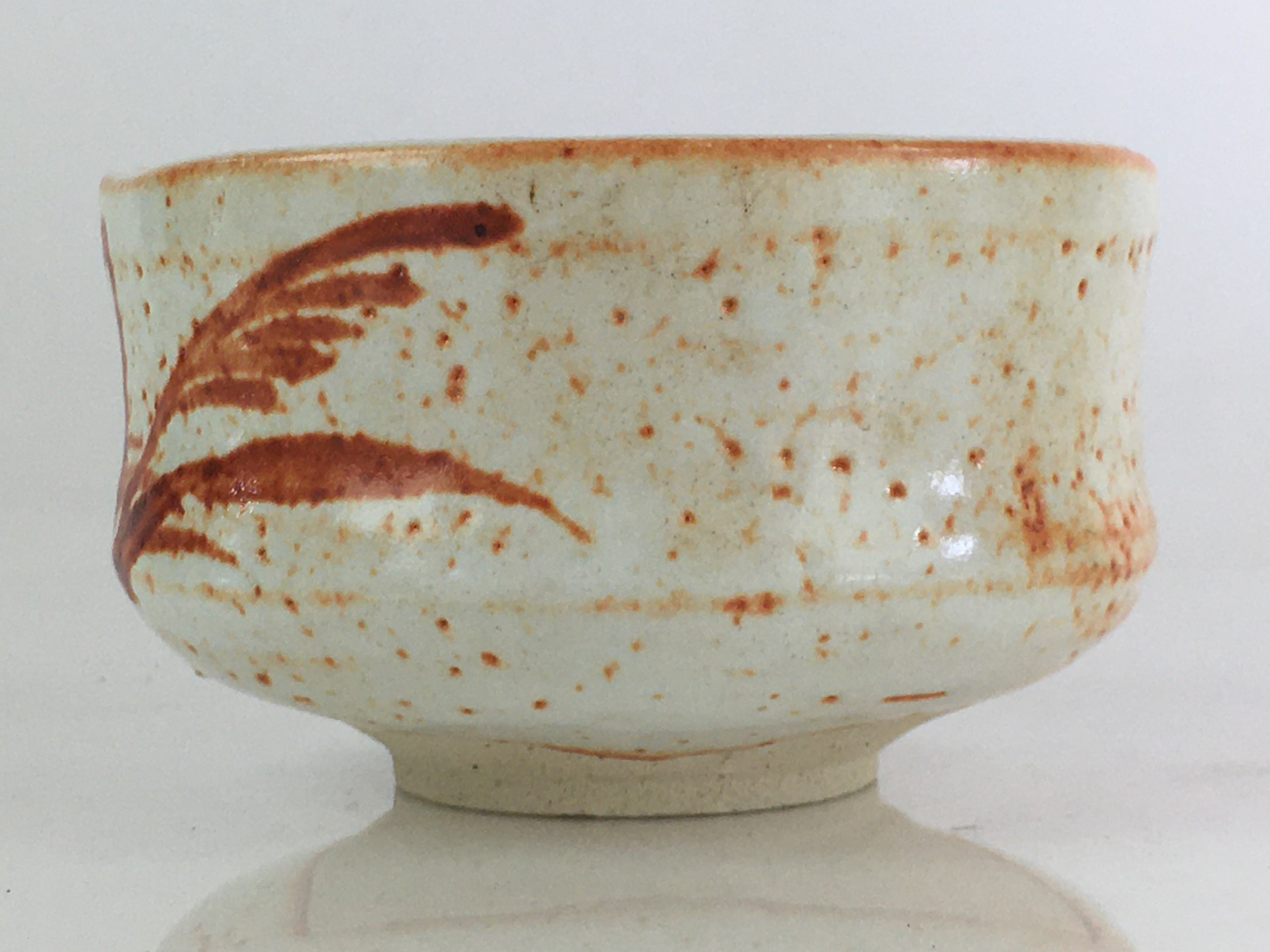 Japanese Ceramic Shino Ware Tea Ceremony Green Tea Bowl Vtg Chawan GTB949