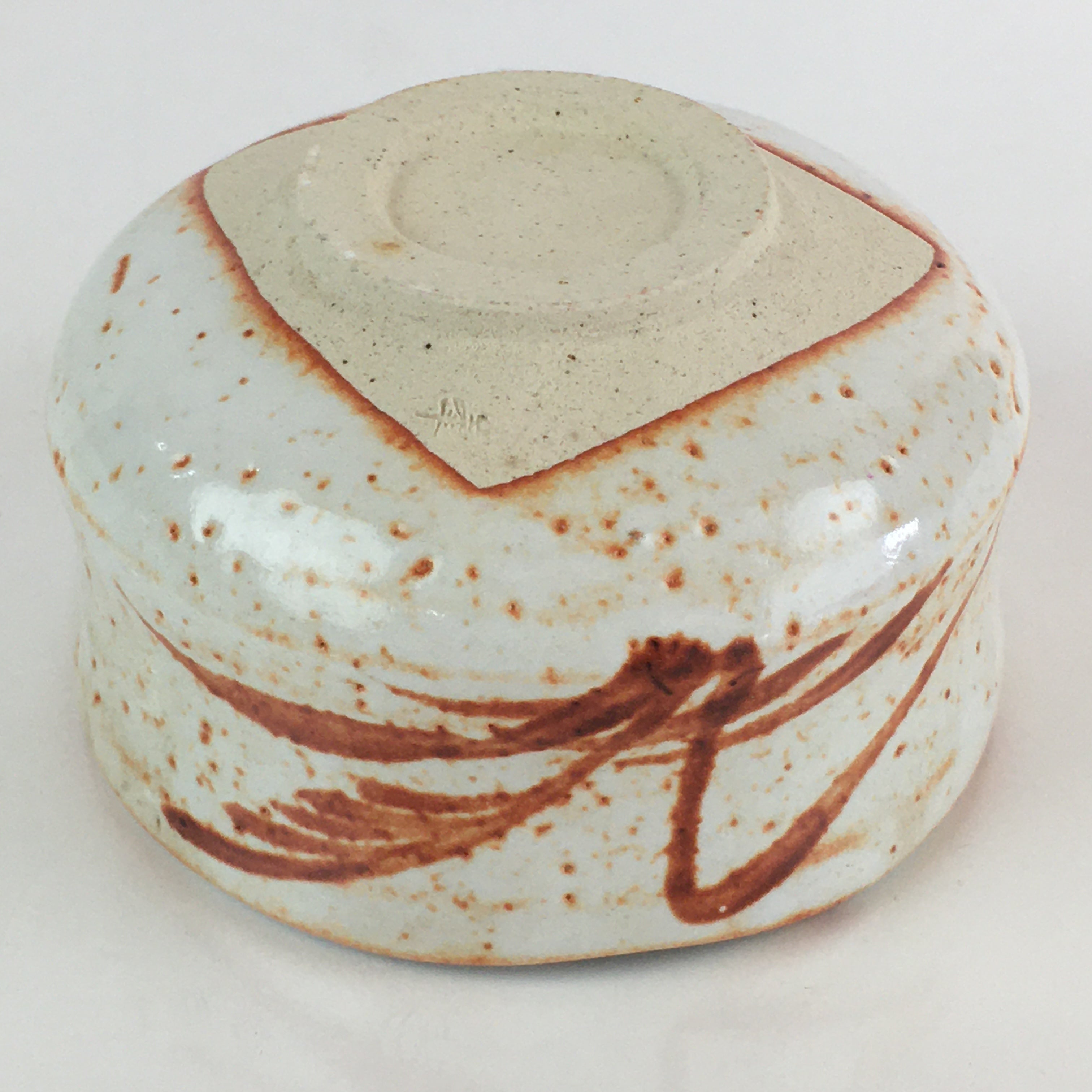 Japanese Ceramic Shino Ware Tea Ceremony Green Tea Bowl Vtg Chawan GTB949