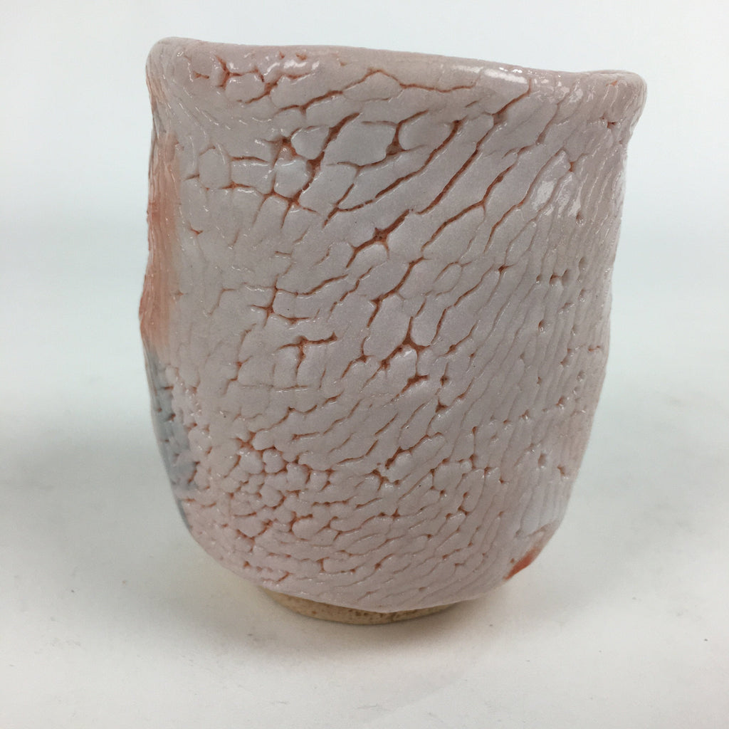 Japanese Ceramic Shino Ware Teacup Vtg Pottery Yunomi White Orange Box PX568