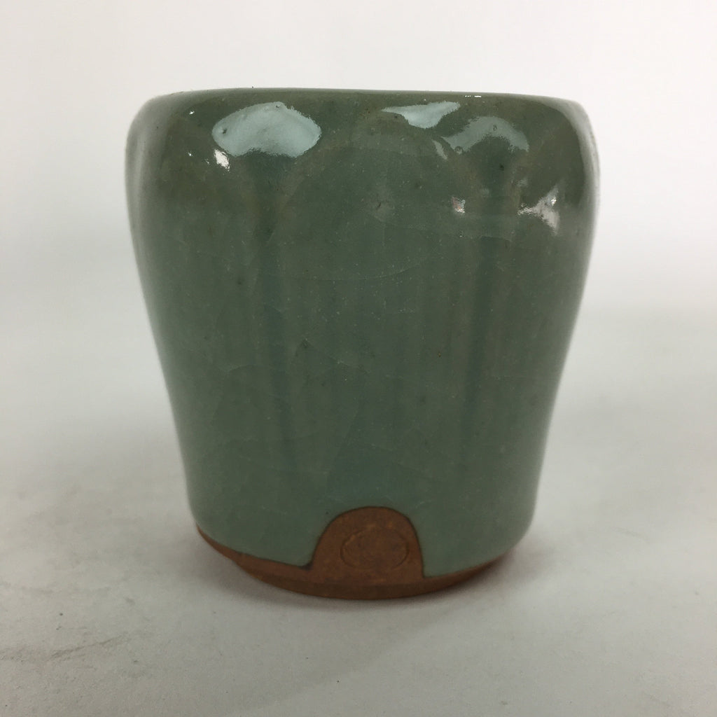 Japanese Ceramic Shudei Ladle Rest Lid Stand Tea Ceremony Vtg Futaoki Green TG14