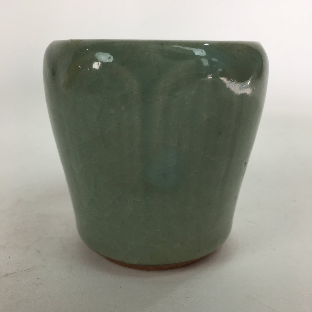 Japanese Ceramic Shudei Ladle Rest Lid Stand Tea Ceremony Vtg Futaoki Green TG14