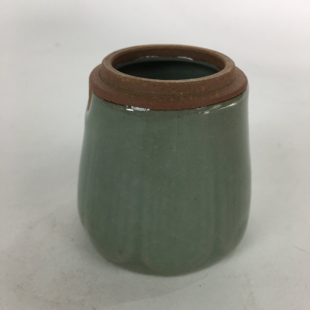Japanese Ceramic Shudei Ladle Rest Lid Stand Tea Ceremony Vtg Futaoki Green TG14