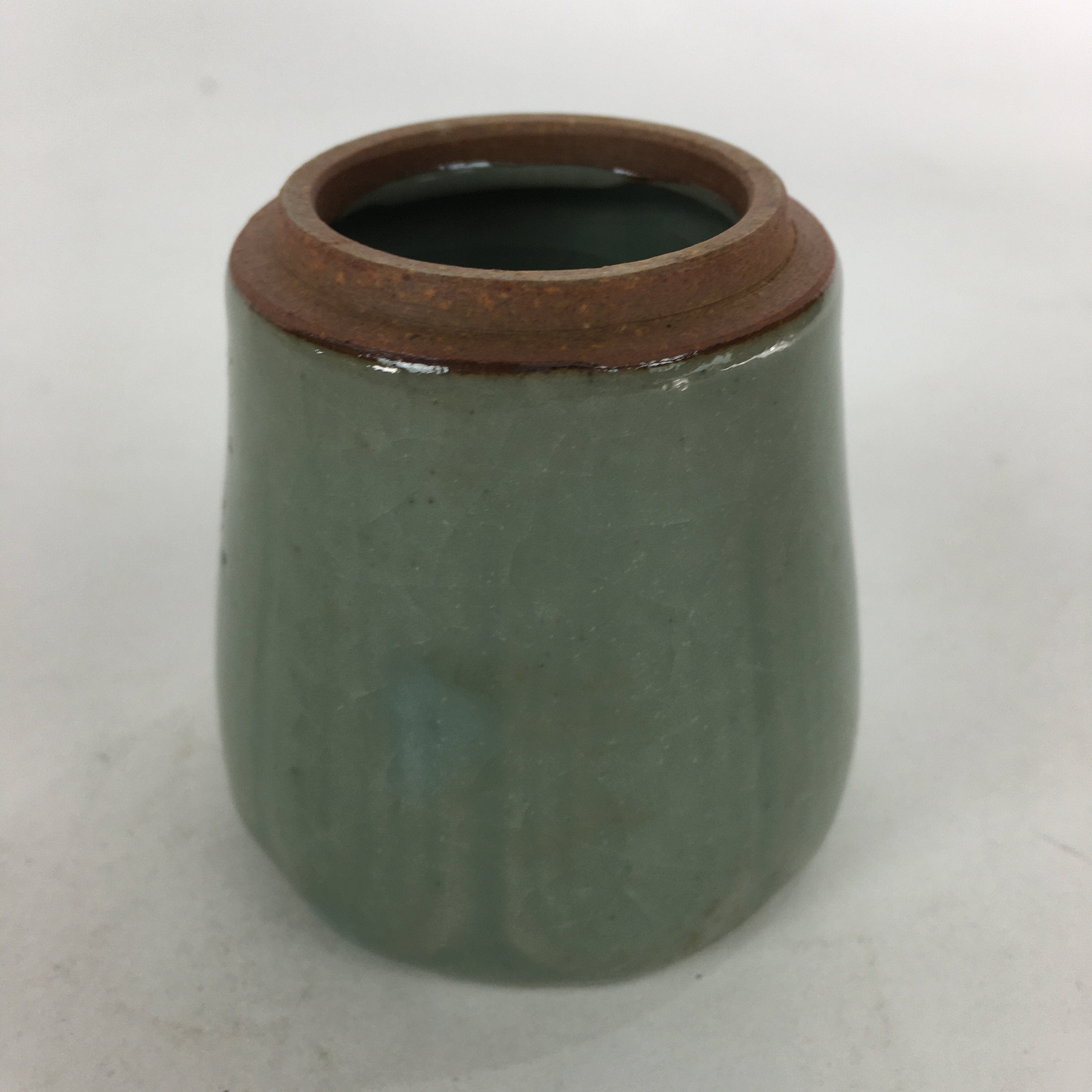 Japanese Ceramic Shudei Ladle Rest Lid Stand Tea Ceremony Vtg Futaoki Green TG14