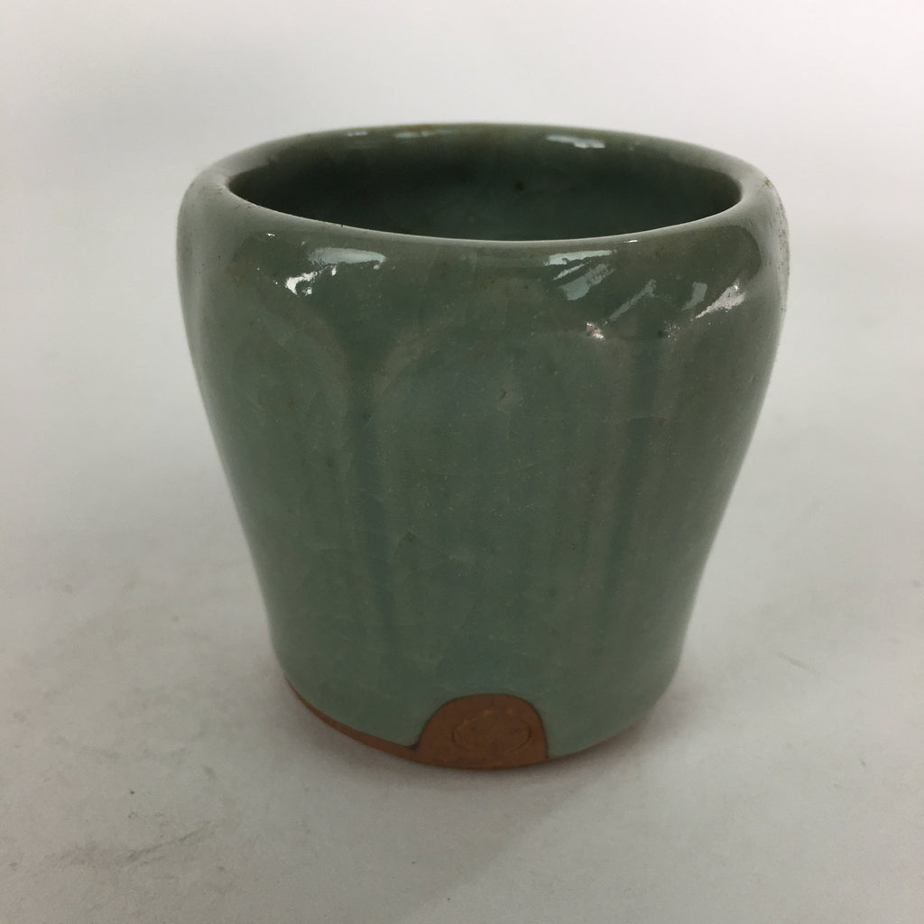 Japanese Ceramic Shudei Ladle Rest Lid Stand Tea Ceremony Vtg Futaoki Green TG14