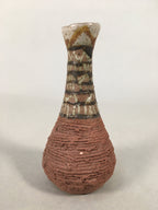Japanese Ceramic Single Flower Vase Kabin Vtg Pottery Brown Long Neck MFV70