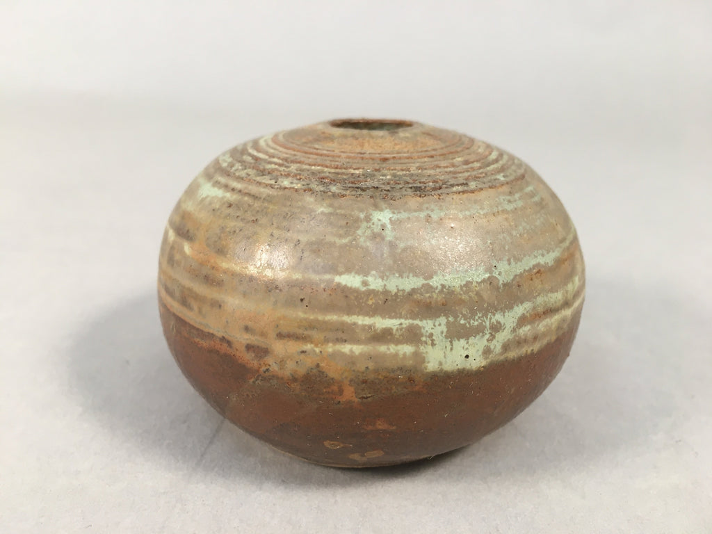 Japanese Ceramic Single Flower Vase Kabin Vtg Pottery Brown Round MFV72