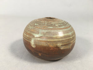Japanese Ceramic Single Flower Vase Kabin Vtg Pottery Brown Round MFV72