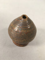 Japanese Ceramic Single Flower Vase Kabin Vtg Pottery Brown Round MFV73