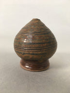 Japanese Ceramic Single Flower Vase Kabin Vtg Pottery Brown Round MFV73