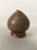 Japanese Ceramic Single Flower Vase Kabin Vtg Pottery Brown Round MFV73