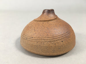 Japanese Ceramic Single Flower Vase Kabin Vtg Pottery Brown Unglazed MFV71