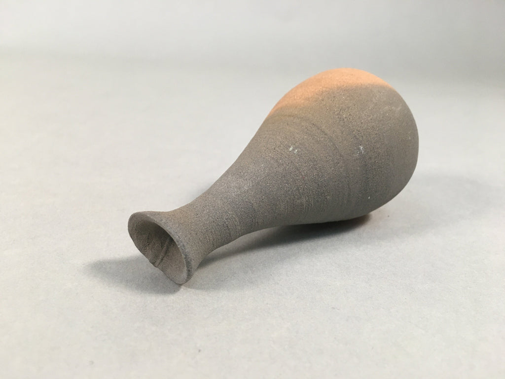 Japanese Ceramic Single Flower Vase Kabin Vtg Pottery Gray Long Neck MFV74