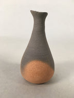 Japanese Ceramic Single Flower Vase Kabin Vtg Pottery Gray Long Neck MFV74