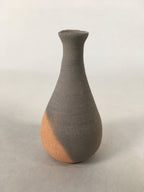 Japanese Ceramic Single Flower Vase Kabin Vtg Pottery Gray Long Neck MFV74