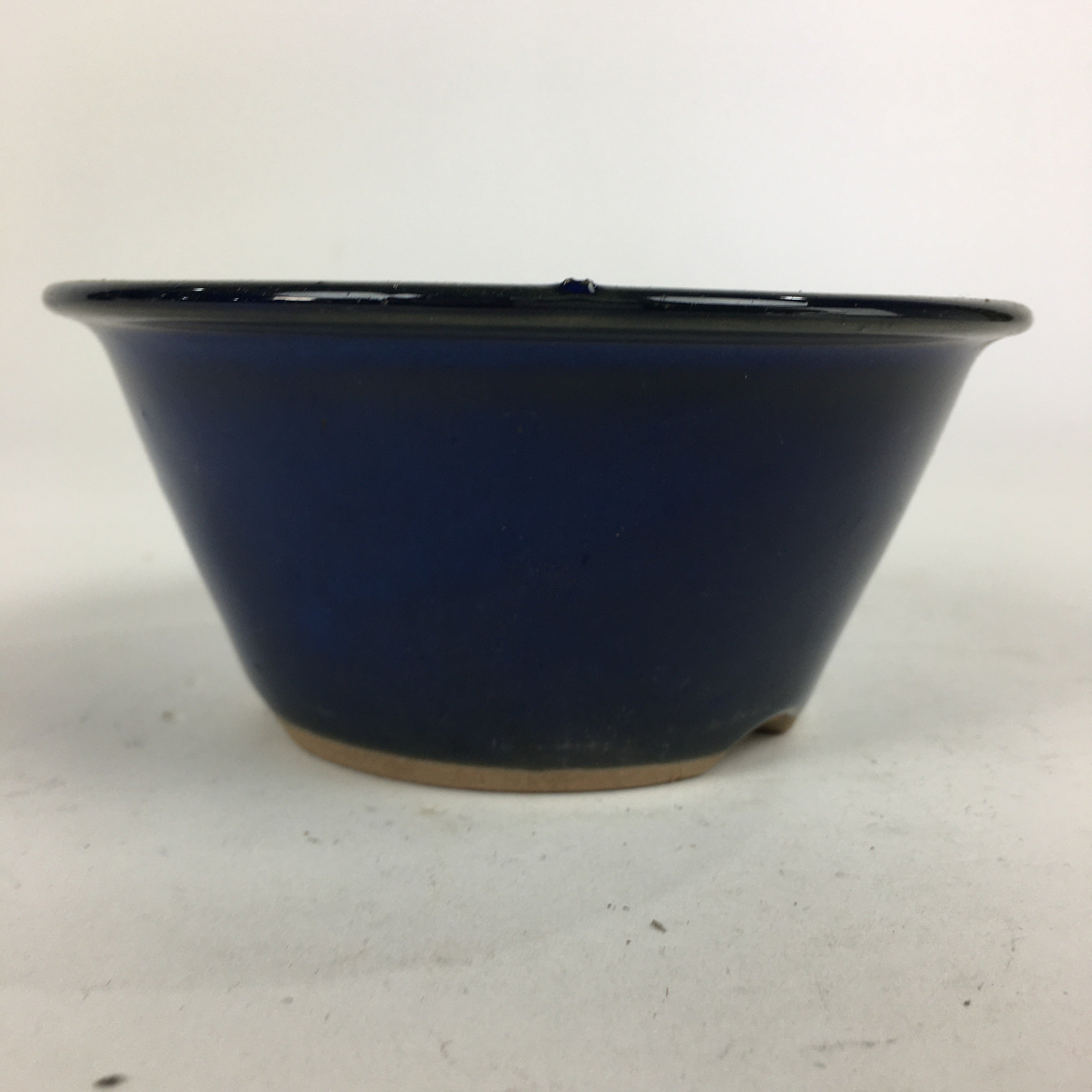 Japanese Ceramic Small Bonsai Pot Vtg Pottery House Plant Flower Pot Blue PP843