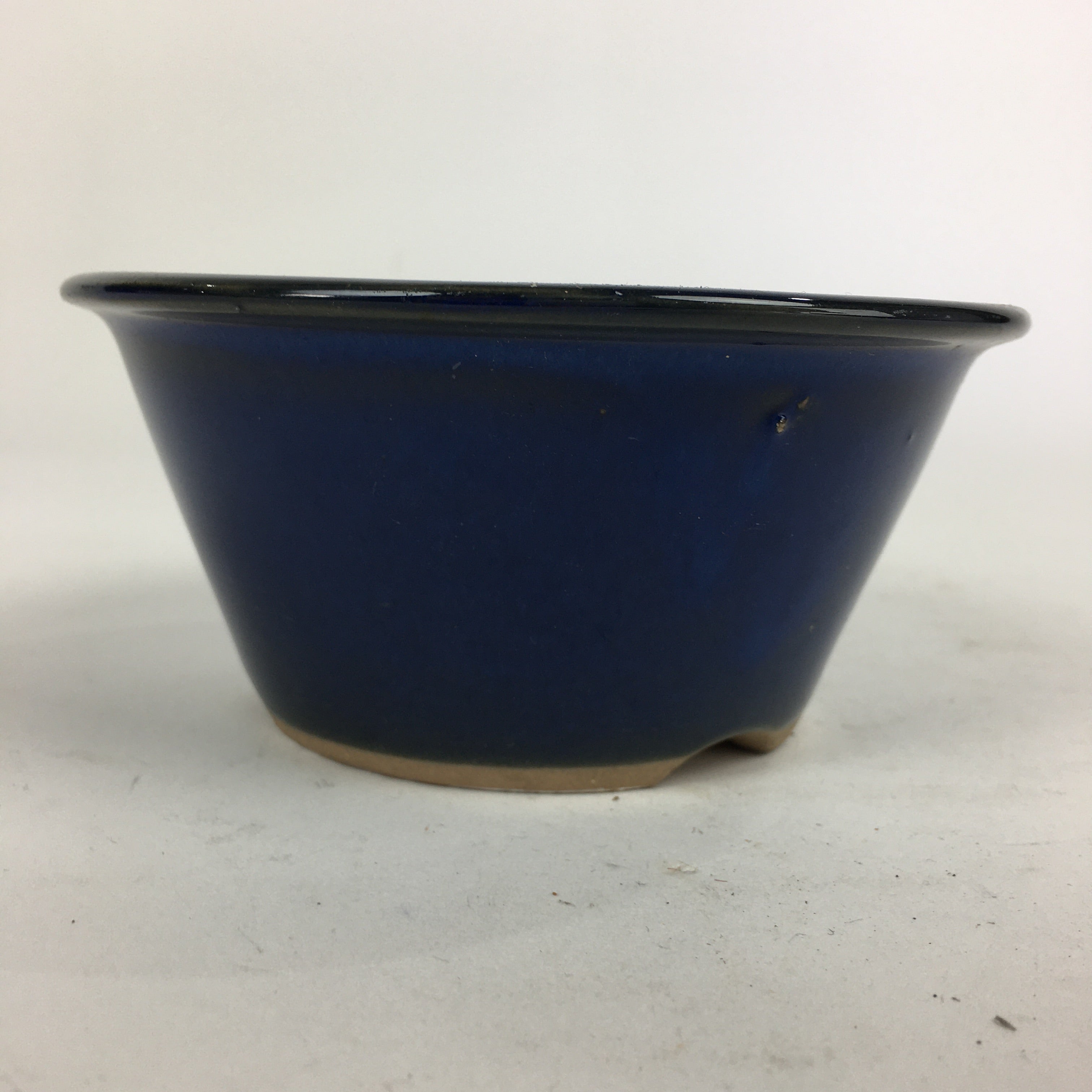 Japanese Ceramic Small Bonsai Pot Vtg Pottery House Plant Flower Pot Blue PP843
