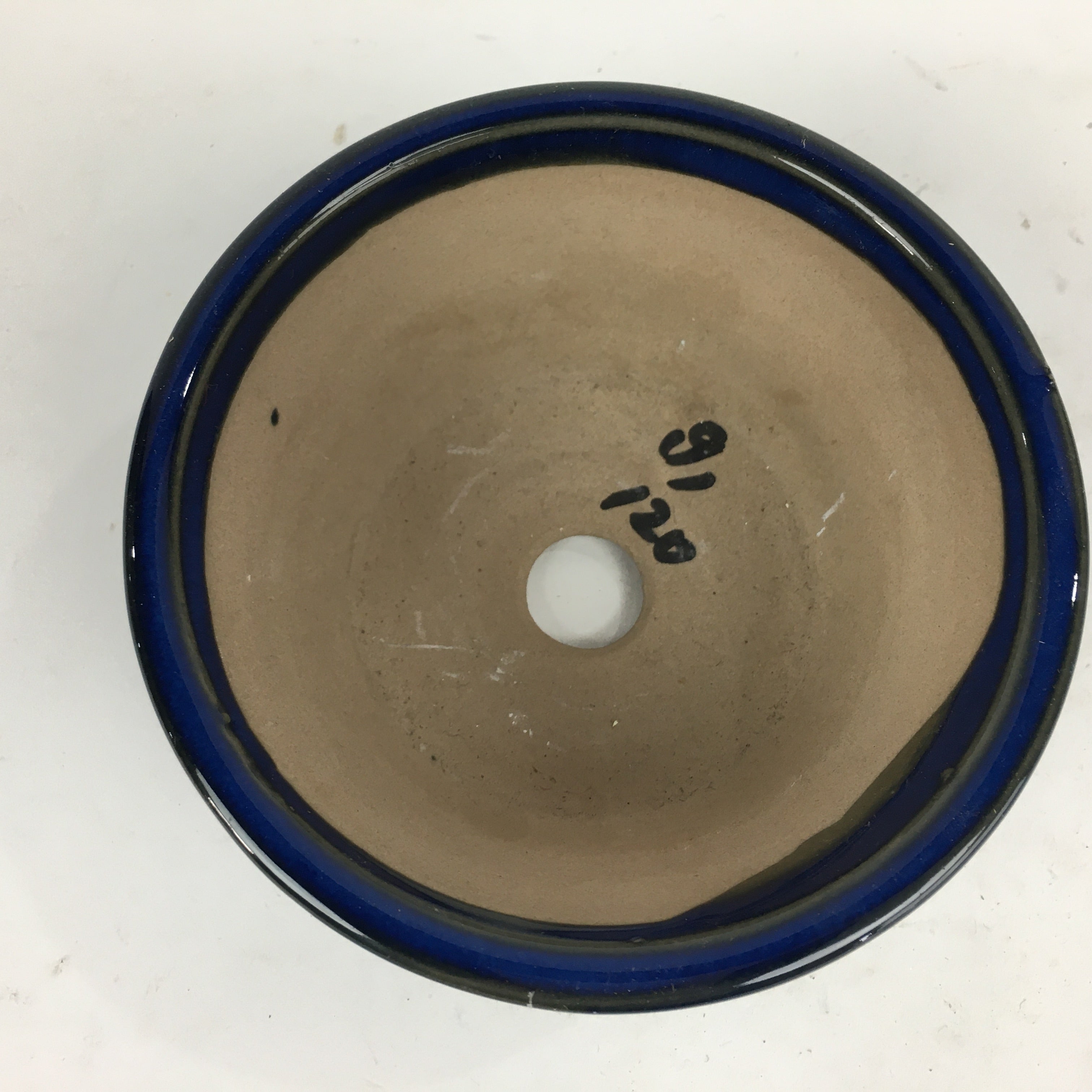 Japanese Ceramic Small Bonsai Pot Vtg Pottery House Plant Flower Pot Blue PP843